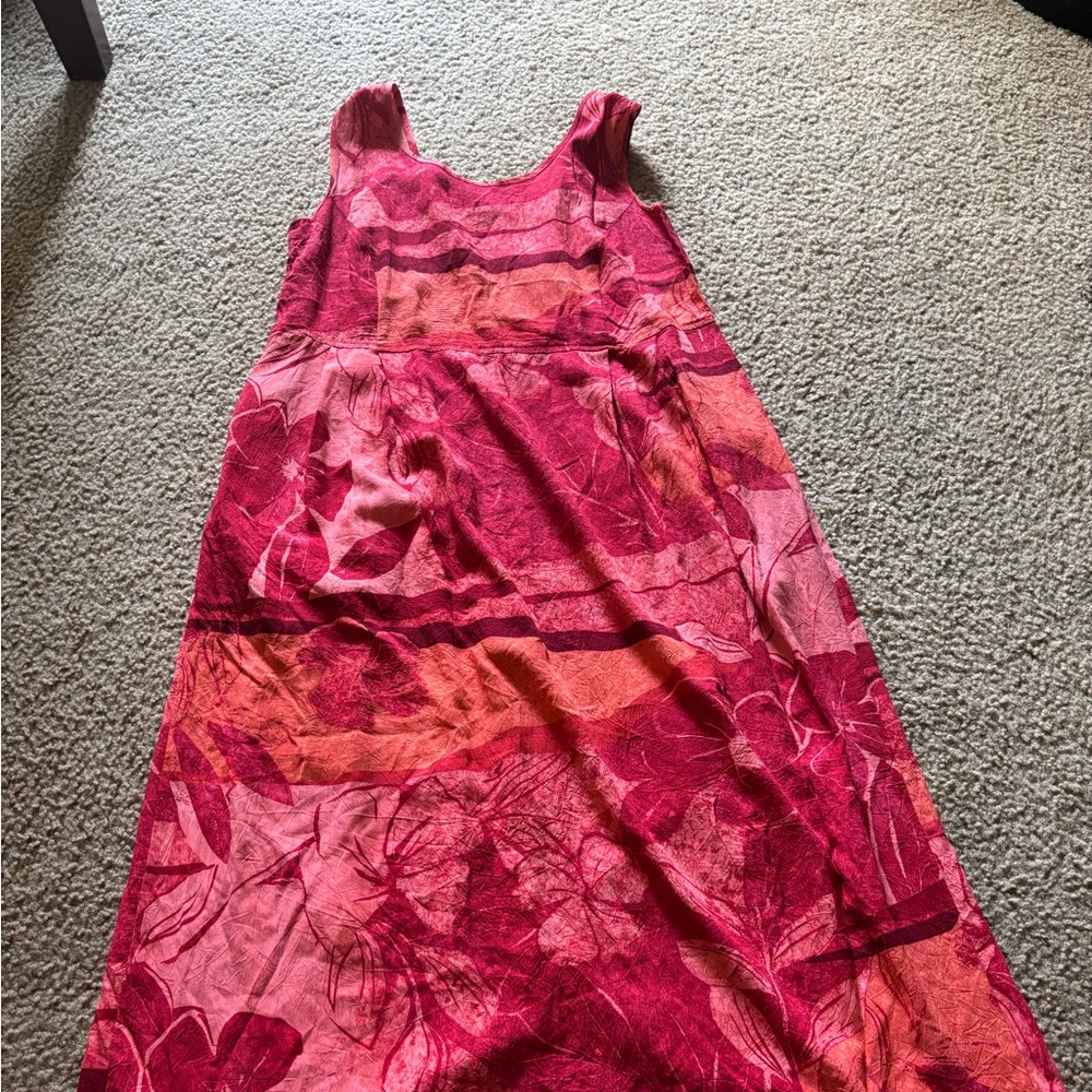 Jams World Janice Midi Dress in Spice Flower Small Red Pink Made in Hawaii